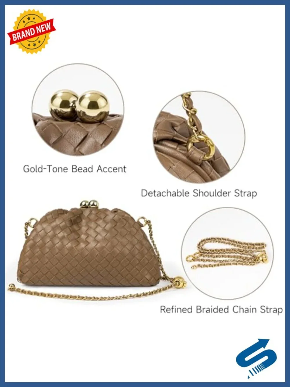 Woven Vegan Leather Dumpling Bag Clutch Crossbody Wedding Purse
